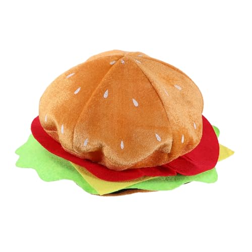 KITANDOVE Burgerhut Lustiger Hut Hüte Cheeseburger-Hut Party-Hamburger-Hut Outfit Outdoor- Kopfbedeckung in Hamburgerform Cartoon-Burger-Hut Abschlussball Partyhut weicher Hut Kleidung von KITANDOVE