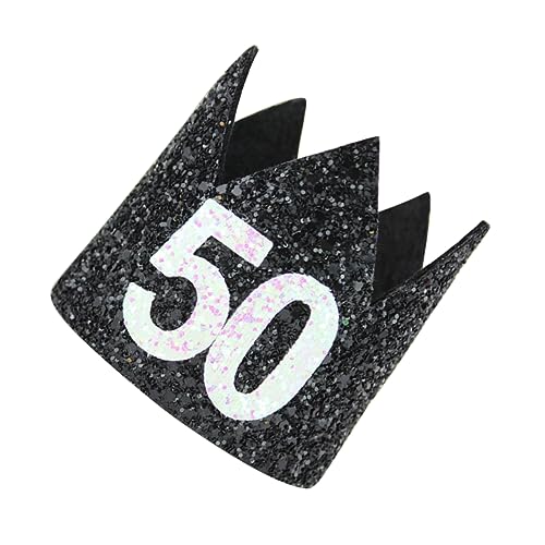 KITANDOVE Hut Zum Geburtstag Glitzerhut Stirnband Zum 50. Geburtstag Geburtstagskappe Geburtstag Kopfschmuck Tiara Zum 50. Geburtstag Fünfzig Geburtstag Partyhut Zum 50. Geburtstag von KITANDOVE