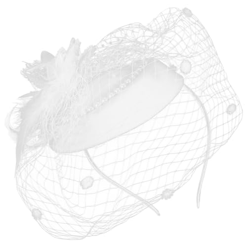 KITANDOVE Kopfbedeckungen Für Die Braut Tea-party-fascinator-kopfschmuck Braut-fascinator Fascinator-haarspange Aus Netzstoff Fascinator-clip Haarschmuck Für Die Hochzeit Weiß Feder von KITANDOVE