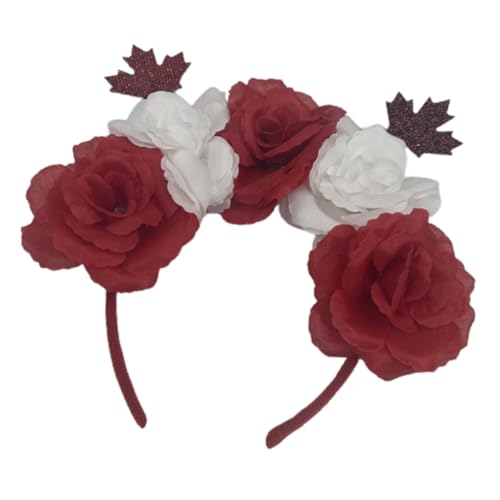 KITANDOVE Rotes Ahornblatt-Stirnband Herbst Haarband mit Blumen Ahornblatt Herbst Kopfschmuck Herbstliches Haarband Herbst Haarreif Thanksgiving-Stirnband Party-Haarschmuck Eisendraht von KITANDOVE