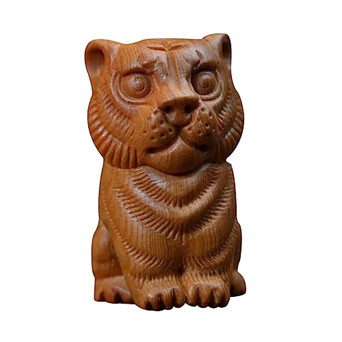 KITANDOVE Sternzeichen Tiger Ornament Statue Tischplatte exquisites Tier-Tee-Haustier- bürodeko büro Dekoration oq Holzhandwerk Tiger Figur Schmuck Holz-Tiger-Tee-Haustier- Thuja von KITANDOVE