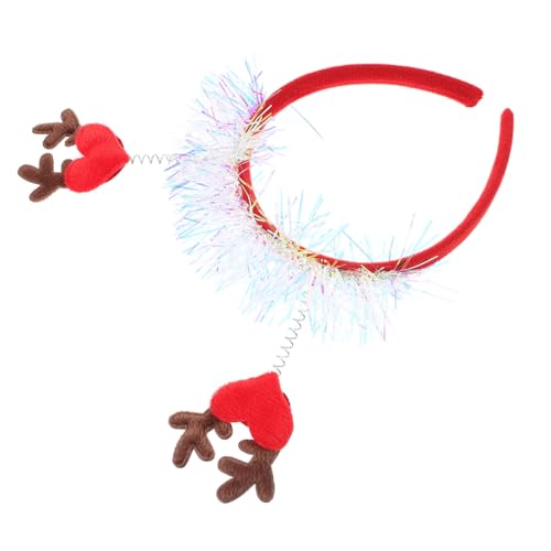 KITANDOVE Stirnband Feiertags-Party-Stirnbänder Hirschgeweih Haarband Rentier Kostüm Weihnachts-Haarband Herz-Haarband Weihnachtsstirnbänder für frauen Weihnachtshaarschmuck das Haustier rot von KITANDOVE