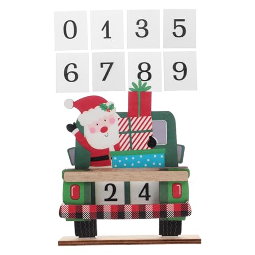 KITANDOVE Weihnachtsdekoration Adventskalender Weihnachtsblock Schild Unfertiges Holz Autoausschnitte Weihnachts Countdown Block Countdown Bis Weihnachten Blöcke Weihnachtsmann von KITANDOVE