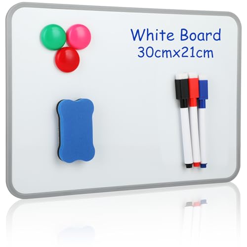 Magnetic Whiteboard Abwischbar für Schreibtisch - Magnetisches Whiteboard - Magnetic Whiteboard Abwischbar für Schreibtisch - Set mit Whiteboard-Stift - Radiergummi und Magneten, ideal für Unterricht von KITDAHOM