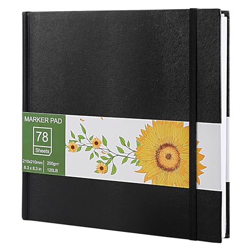 Sketchbook - Zeichenbuch mit Hardcover - Skizzenbuch Hardcover - 200 g/m² dickes säurefreies Papier - 78 Blatt/156 Seiten - ideal für Zeichnungen, Skizzen, Porträts, 21×21cm von KITDAHOM