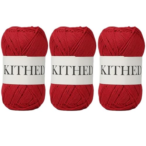 KITHED Baumwollgarn, 300 g, 500 m, 3 Stück, weiches Garn zum Häkeln und Stricken (05 Rot) von KITHED