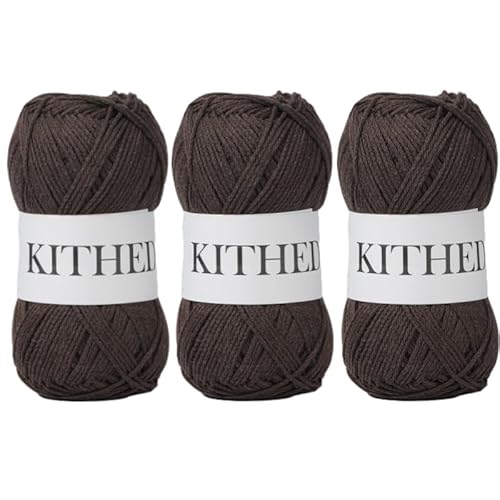 KITHED Baumwollgarn, 300 g, 500 m, 3 Stück, weiches Garn zum Häkeln und Stricken (15 dunkles Kaffee) von KITHED