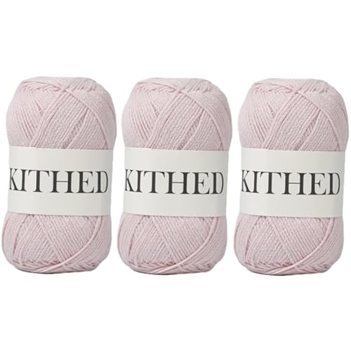 KITHED Baumwollgarn, 300 g, 500 m, 3 Stück, weiches Garn zum Häkeln und Stricken (20 Babyrosa) von KITHED