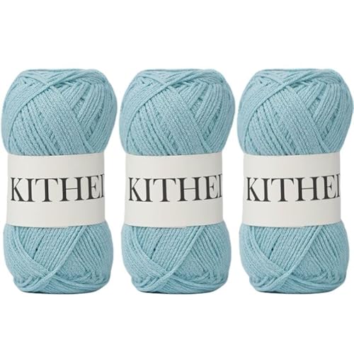 KITHED Baumwollgarn, 300 g, 500 m, 3er-Pack, weiches Garn zum Häkeln und Stricken (13 Aqua) von KITHED