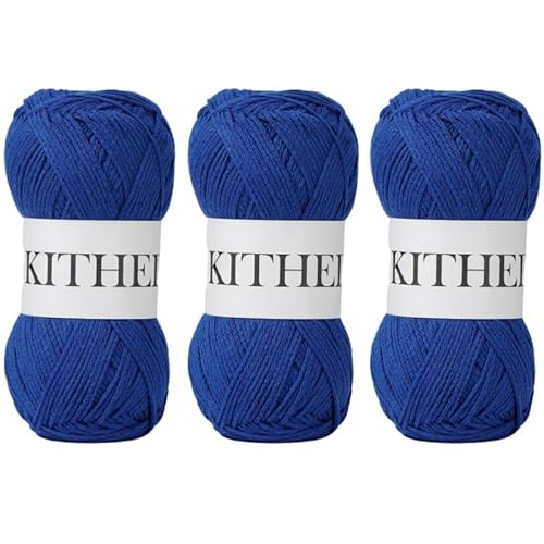 KITHED Baumwollgarn, 300 g, 500 m, 3er-Pack, weiches Garn zum Häkeln und Stricken (24 Saphirblau) von KITHED