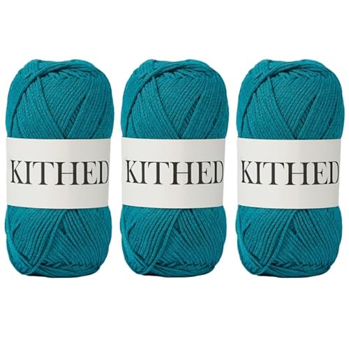 KITHED Baumwollgarn, 300 g, 500 m, 3er-Pack, weiches Garn zum Häkeln und Stricken (37 Jade) von KITHED