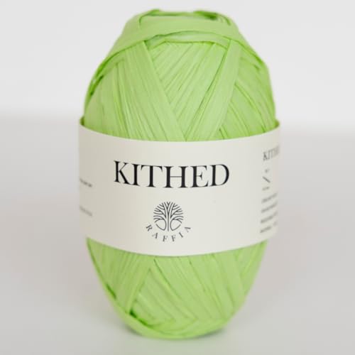 RAFFIA-Garn, weiches Bastgarn zum Häkeln, 100 m, glatter Bast zum Handstricken, Sommerhüte und Taschen (16 hellgrün) von KITHED