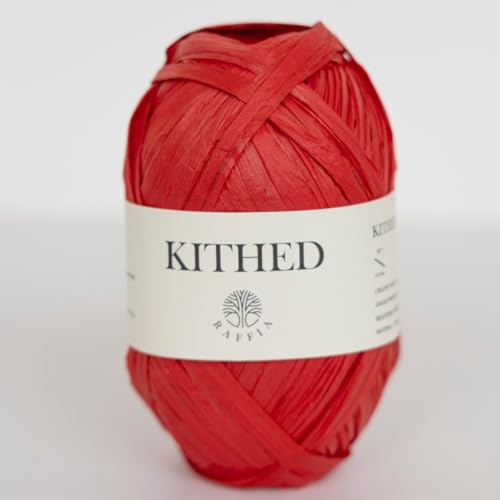 RAFFIA-Garn, weiches Bastgarn zum Häkeln, 100 m, glatter Bast zum Handstricken, Sommerhüte und Taschen (17 Rot) von KITHED