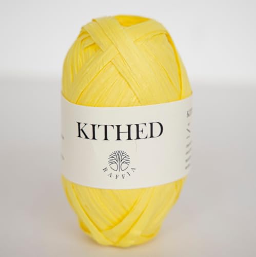 RAFFIA-Garn, weiches Bastgarn zum Häkeln, 100 m, glatter Bast zum Handstricken, Sommerhüte und Taschen (18 Zitronengelb) von KITHED