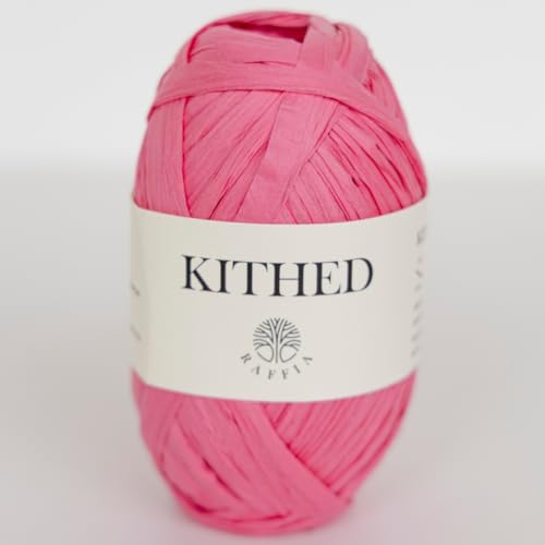 RAFFIA-Garn, weiches Bastgarn zum Häkeln, 100 m, glatter Bast zum Handstricken, Sommerhüte und Taschen (19 Rose Pink) von KITHED