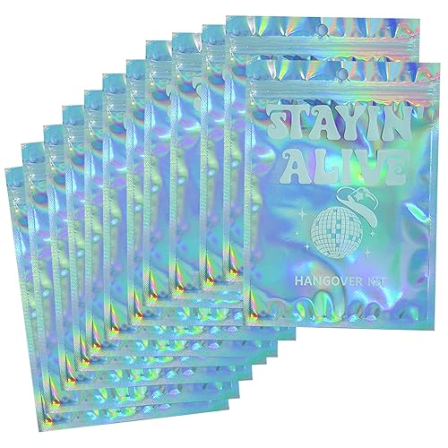 KIWILEPI Bachelorette Party Favors, Holographic Hangover Kit Bags Last Disco Party Supplies Stayin Alive Disco Ball Printed Western Cowgirl Party Survival Kit Taschen (24) von KIWILEPI