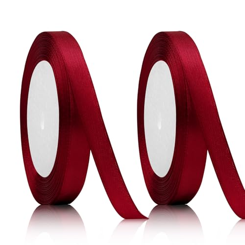 Geschenkband,Dekoration Schleifenband,10mm 22m Satinband,Red Band,Satinbänder,Weihnachten Farbige Bänder,Geschenkband Schleifenband,Weihnachten Satinband,Dekoband Seidenband,Dekobander,Silk Ribbon von KIYFXA