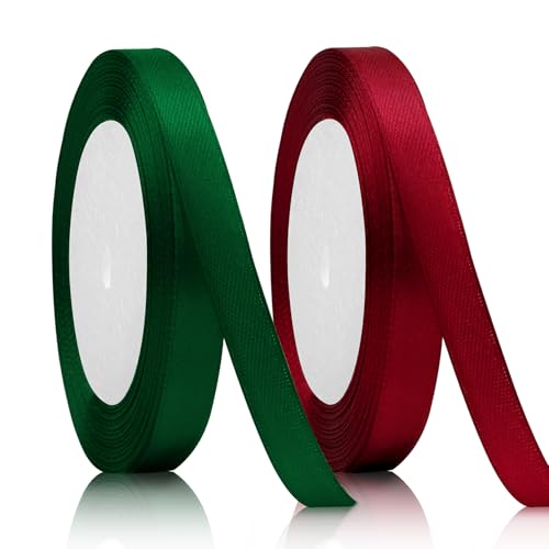 2PCS Geschenkband,Dekoration Schleifenband,10mm 22m Satinband,Red Band,Satinband Grün,Geschenkband Grün,Dekoband,Schleifenband Grün,Satinbänder,Ribbon,Geschenkband Rot,Schleifenband Grün,Bändchen von KIYFXA