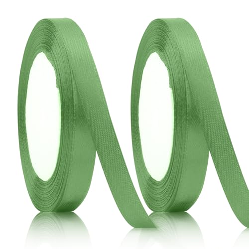 2PCS Geschenkband,Dekoration Schleifenband,10mm 22m Satinband,Satinband Grün,Geschenkband Grün,Dekoband,Schleifenband Grün,Satinbänder,Ribbon,Schleifenbänder,Blumenband,Kräuselband Geschenkband von KIYFXA