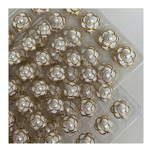 10 Stück 18/25 mm schwarz weiß Kamelie Metall Perlenknöpfe zum Nähen Perlenschaft Knopf Perlenknöpfe für Strickjacken Diy Nähzubehör von KIZAMI