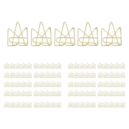 100 Stück Büroklammern in Kronenform, Lesezeichen, Markierung, Dokument, Organisationsclip, bezaubernde Metallkronen-Büroklammern, rostfreies und rutschfestes Design für von KJAOYU