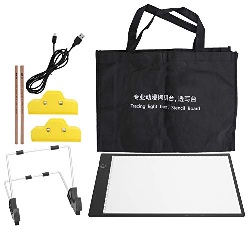 A4-Diamant-Malerei-Lichtpad-Set, A4-dimmbares LED-Zeichenbrett mit Halterung, Clips, Tasche und Bleistift-Set, ideal für Kunstprojekte, Schreibübungen und Aktivitäten zum von KJAOYU