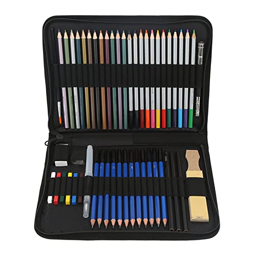 KJAOYU Skizzen- und Zeichenstift-Set, 70-teiliges Zeichen- und Skizzierstift-Set, umfassendes Kunst-Set mit Buntstiften, Graphitstiften, Kohle und tragbarem Reiseetui für Künstler und von KJAOYU