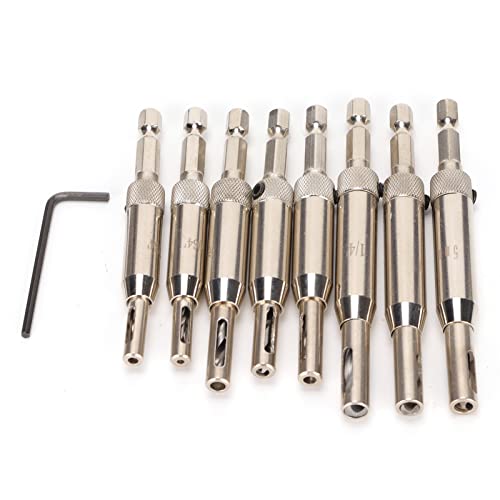 KJAOYU Zentrierbohrer-Set, 8-teiliges Scharnierbohrer-Set, Hochgeschwindigkeitsstahl-Scharnier-Gewindebohrer, konzipiert für Holzbearbeitung, Schrankinstallation und (8pc hinge drill (310g)) von KJAOYU