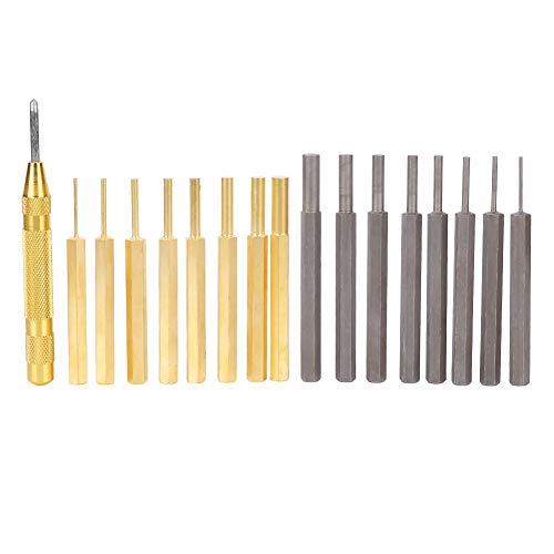 Messing-Stanzer-Set, Splintenstanzer-Set, 18-teiliges Stanzwerkzeug-Set aus Kohlenstoffstahl und Messing für DIY-Lederprojekte, ideal zum Lochen, Einsetzen von Textilnadeln und von KJAOYU