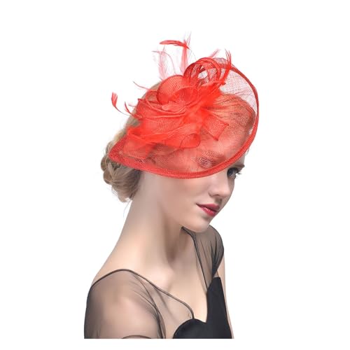 KJBDQQH Fascinator Damen Fascinator-Hut mit Blumenmuster for die Teeparty, Damen-Stirnband mit Federn, Schleier und Netzstoff und Haarspange for den Cocktail(2) von KJBDQQH