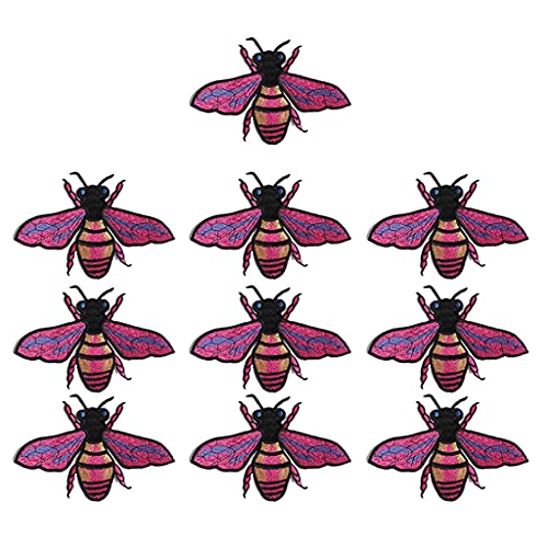 10 Stück Bienen bestickte Aufnäher zum Aufbügeln für Kleidung, Jeans, Hosen, T-Shirts, Aufkleber, Dekoration von KJDKNC