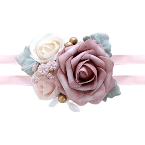 KJDKNC 5 Stück Handgelenk Korsagen Für Mutter Der Braut Und des Bräutigams Rosen Korsagen Armband Für Braut Und Brautjungfern Korsagen Für Bälle von KJDKNC