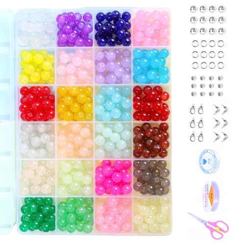 KJDKNC Bunte 8-mm Glasperlen Kollektion Handgefertigtes Schmuckperlen Set Glasstruktur Geeignet Für Schmuck Und Bastelprojekte von KJDKNC