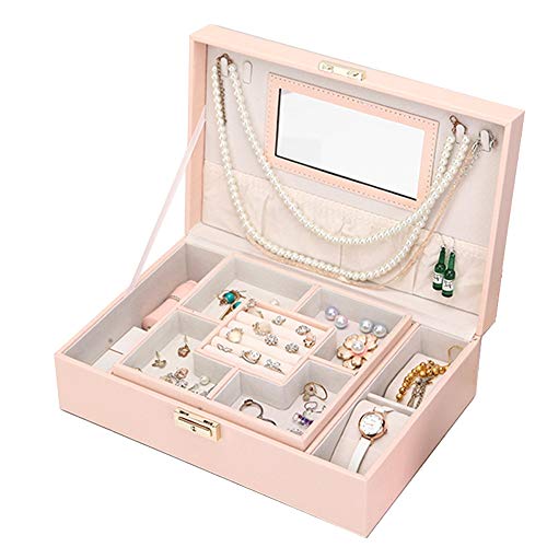 KJFLSE Kleine Reise-Schmuckschatulle, Organizer, Aufbewahrungsbox für Ringe, Ohrringe, Halsketten, Schmuck-Organizer, Schmuckkästchen, Leder, Zuhause, Geschenk, Hochzeit von KJFLSE