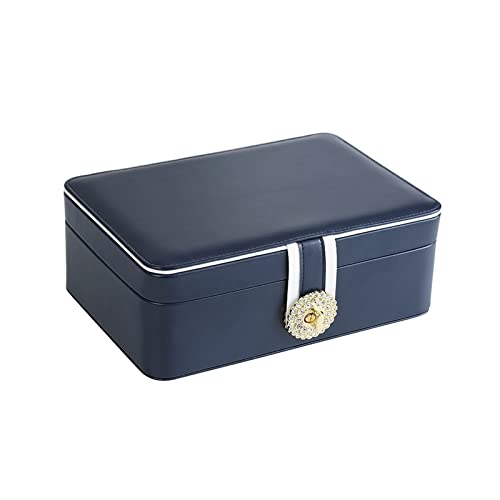 KJFLSE Kleine Schmuckschatulle für Halsketten, Ringe, Mini-Schmuckkästchen, doppellagig, Reise-Schmuck-Organizer für Damen, Mädchen, Geschenk (blau) von KJFLSE