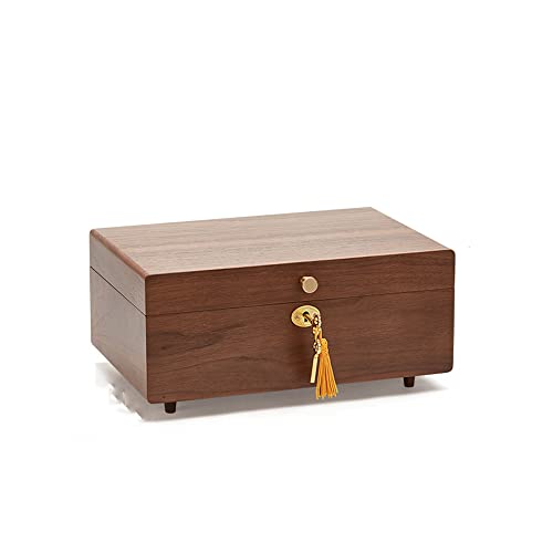 KJFLSE Schmuckschatulle aus Holz, doppellagiger Schmuckhalter, Schmuck-Organizer für Halsketten, Ohrringe, Ringe und Armbänder, perfekt für Männer und Frauen (C) von KJFLSE