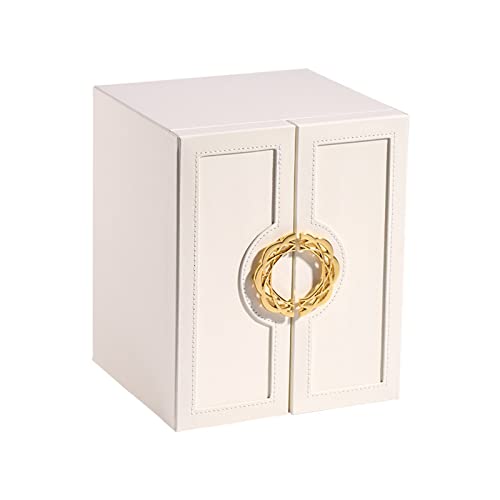 KJFLSE Schmuckschatulle mit hoher Kapazität, PU-Leder, Schmuck-Organizer-Box, 5-stöckige Aufbewahrungsbox für Ohrringe, Armbänder, Ringe, Halsketten, Uhren (weiß) von KJFLSE