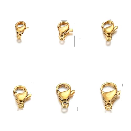 10/20 Stück Edelstahl-Hummerverschlüsse, goldfarbene Hummerverschlüsse, Haken, Verbinder für die Herstellung von DIY-Schmuckstücken, Zubehör, Gold, 20 Stück, 5 x 10 mm von KJJMN