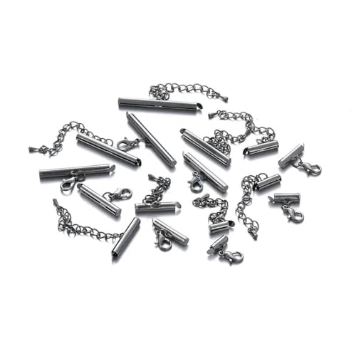 10 Sets, 10 40 mm Karabinerverschlüsse, Haken, Verlängerungskette, Armband-Endverbinder, Schiebeverschluss für DIY-Schmuckherstellung, Findungspistole, schwarz, 10 Set, 40 mm von KJJMN