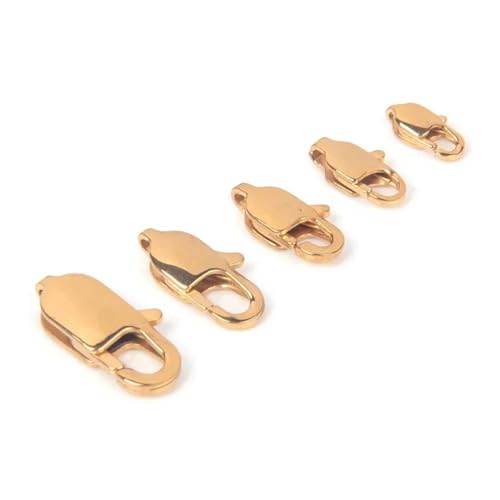 10 Stück 316L Edelstahl-Karabinerverschluss, länglich, hochglanzpoliert, Schmuckhaken für die Herstellung von DIY-Halsketten und Armbändern, C 010, Gold, 9 mm, 10 Stück von KJJMN