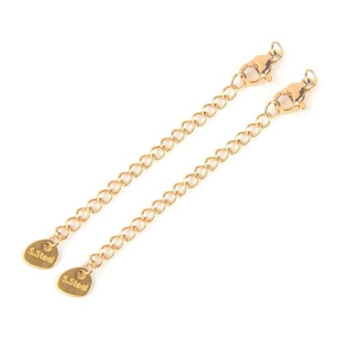 10 Stück Edelstahl-Verlängerungsketten mit verlängertem Schwanz und Karabinerverschluss für Armbänder, Halsketten, DIY-Schmuckherstellung, Zubehör, L 805 Gold, 10 Stück von KJJMN