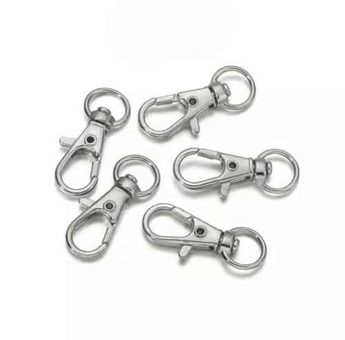 10 Stück drehbare Karabinerhaken, Schlüsselanhänger, geteilter Schlüsselverbinder für Taschen, Gürtel, Hundeketten, DIY-Schmuckherstellung, Rhodium, 36 x 16 mm von KJJMN