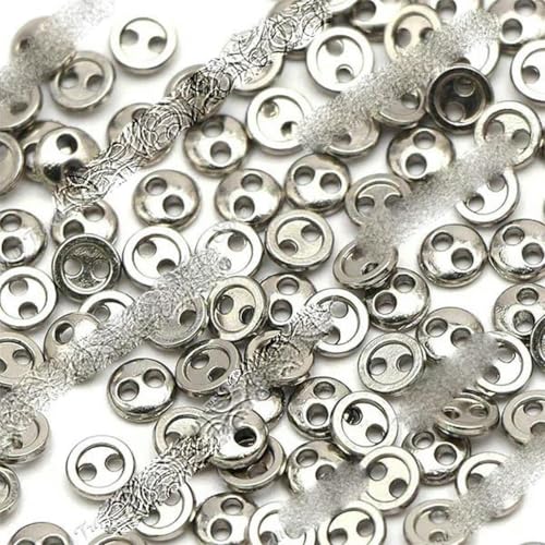 100 Stück 3 mm 4 mm 5 mm Metallknöpfe rund dekorative Knöpfe für Puppenkleidung 2 Löcher DIY Nähzubehör-Silber-4 mm von KJJMN