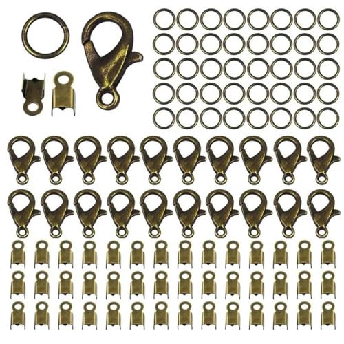 100 stück Metall Legierung Karabiner Verschluss Stecker Verschluss Crimp Ende Perlen Für Armband Halskette Ketten Schmuck Machen Zubehör Set b von KJJMN