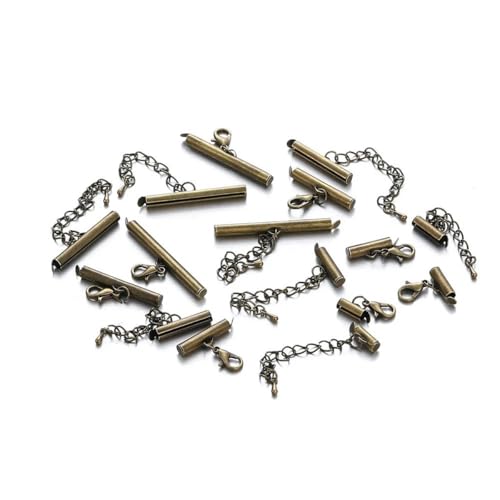 10Sets 10 40mm Karabinerverschlüsse Haken Verlängerungskette Armband Endverbinder Schiebeverschluss für DIY Schmuckherstellung Finden Antike 10Set 14mm von KJJMN