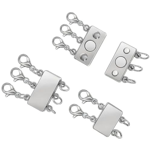 2-teiliges mehrsträngiges Halsketten-Schicht-Karabinerverschluss-Schiebemagnet-Rohrverbinder-Verschlüsse Magnetischer Separator für die Herstellung von Armbändern und Schmuck Magnetverschluss 2 Reihen von KJJMN