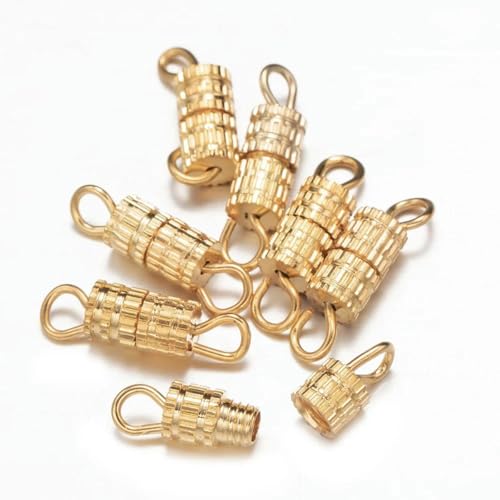 20 Stück 12 x 4 mm Messing-Schraubverschlüsse, Tonnenverschlüsse, Kordel-Endkappen, Schmuck-Endkappen, Verbinder für die Herstellung von Armbändern und Halsketten, Zubehör, Gold 2 von KJJMN