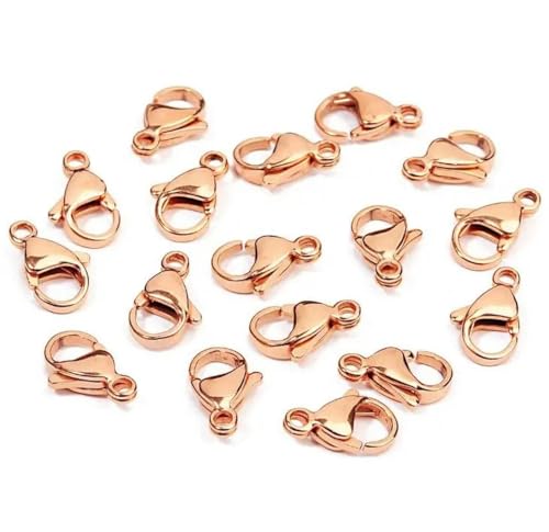 25 Stück Edelstahl-Karabinerhaken, Roségold, 9/11/4 mm, Endverschlüsse, Verbinder für Halsketten, Armbänder, Schmuckherstellung, Roségold, 19 x 12 mm von KJJMN