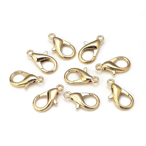 30 50 Stück Karabinerhaken vergoldet 7 Größen Zinklegierung für Armbänder Herstellung DIY Kettenverschluss Zubehör Finden Gold 12x6mm 50 Stück von KJJMN