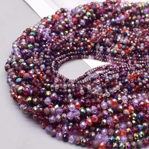 Gemischte Farben 2 mm 3 mm 4 mm Kristallrondellperlen Facettierte Glasperlen Lose Abstandsperlen zur Schmuckherstellung DIY Damenarmband 25 2 mm ca. 160 Stück von KJJMN